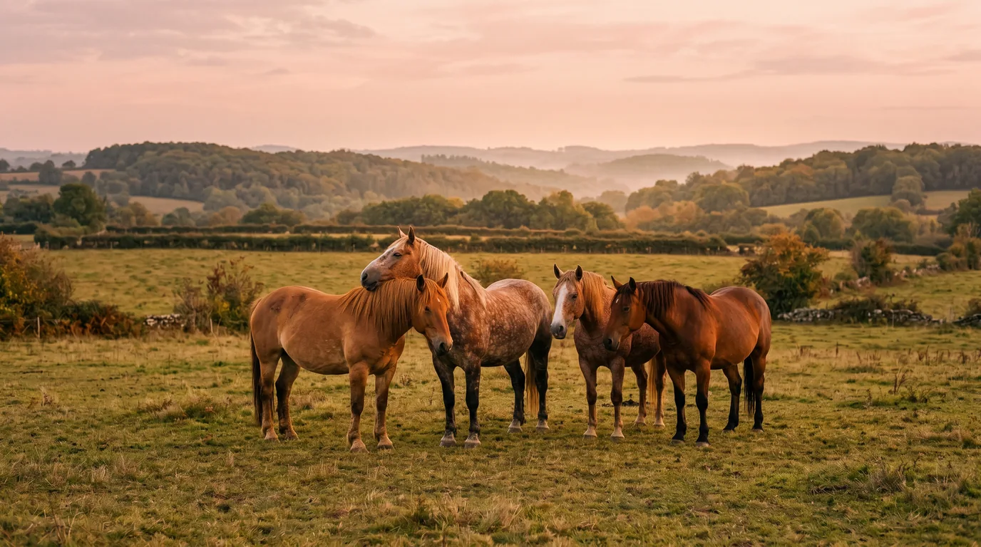 Les chevaux du Cheval nomad' en liberté, Dordogne